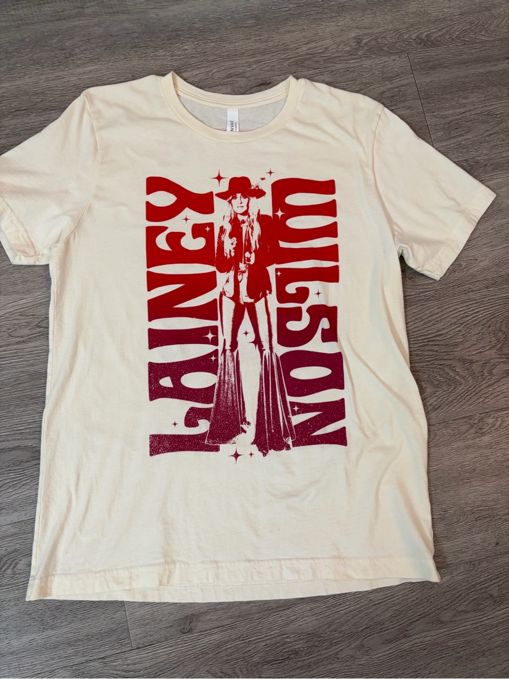 Bella Canvas Cream Short Sleeve Tee with Red Graphic